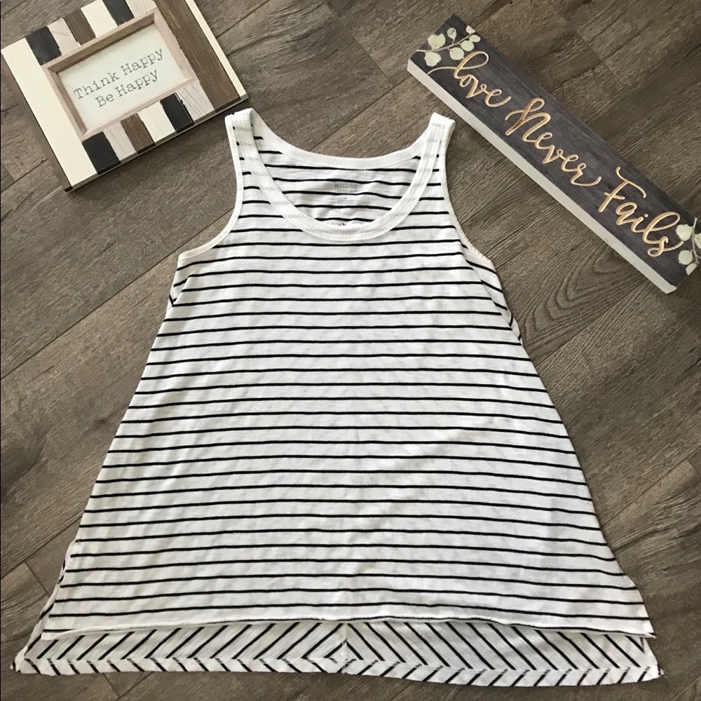 White and Navy Striped Flowy Tank